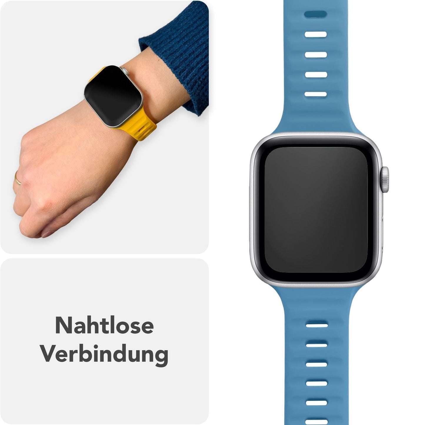 NALIA Motion Armband für Apple Watch SE/10/9/8/7/6/5/4/3/2/1, Gehäusegröße 38/40/41/42mm, Soft Silikon Ersatz Sportarmband mit Steck-Pin Verschluss