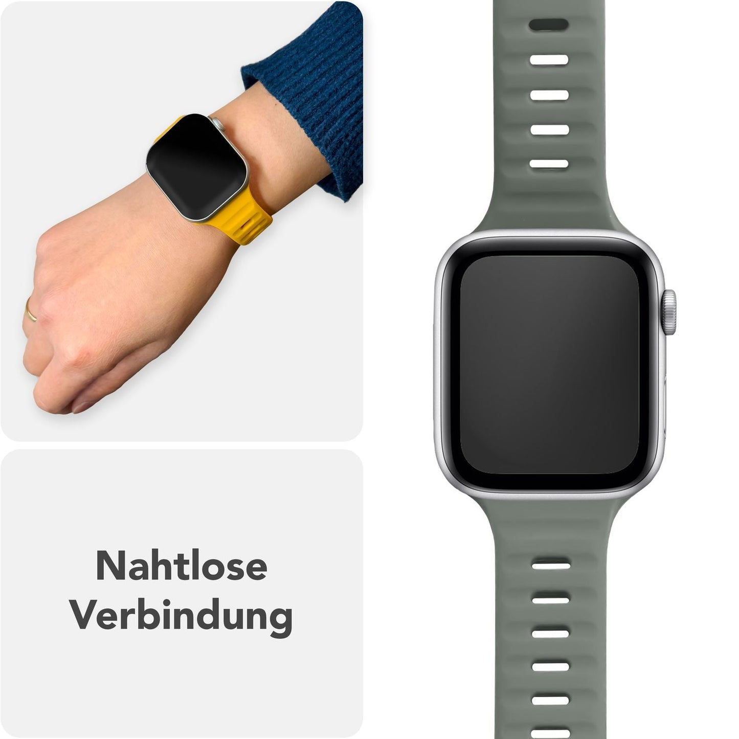 NALIA Motion Armband für Apple Watch SE/10/9/8/7/6/5/4/3/2/1, Gehäusegröße 38/40/41/42mm, Soft Silikon Ersatz Sportarmband mit Steck-Pin Verschluss