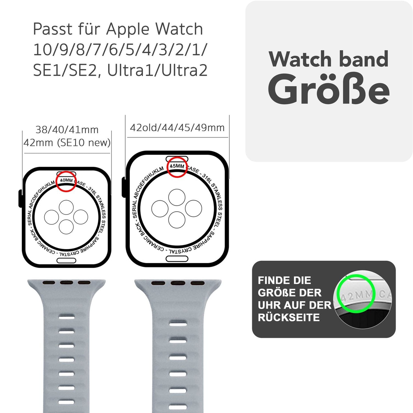 NALIA Motion Armband für Apple Watch SE/10/9/8/7/6/5/4/3/2/1, Gehäusegröße 38/40/41/42mm, Soft Silikon Ersatz Sportarmband mit Steck-Pin Verschluss