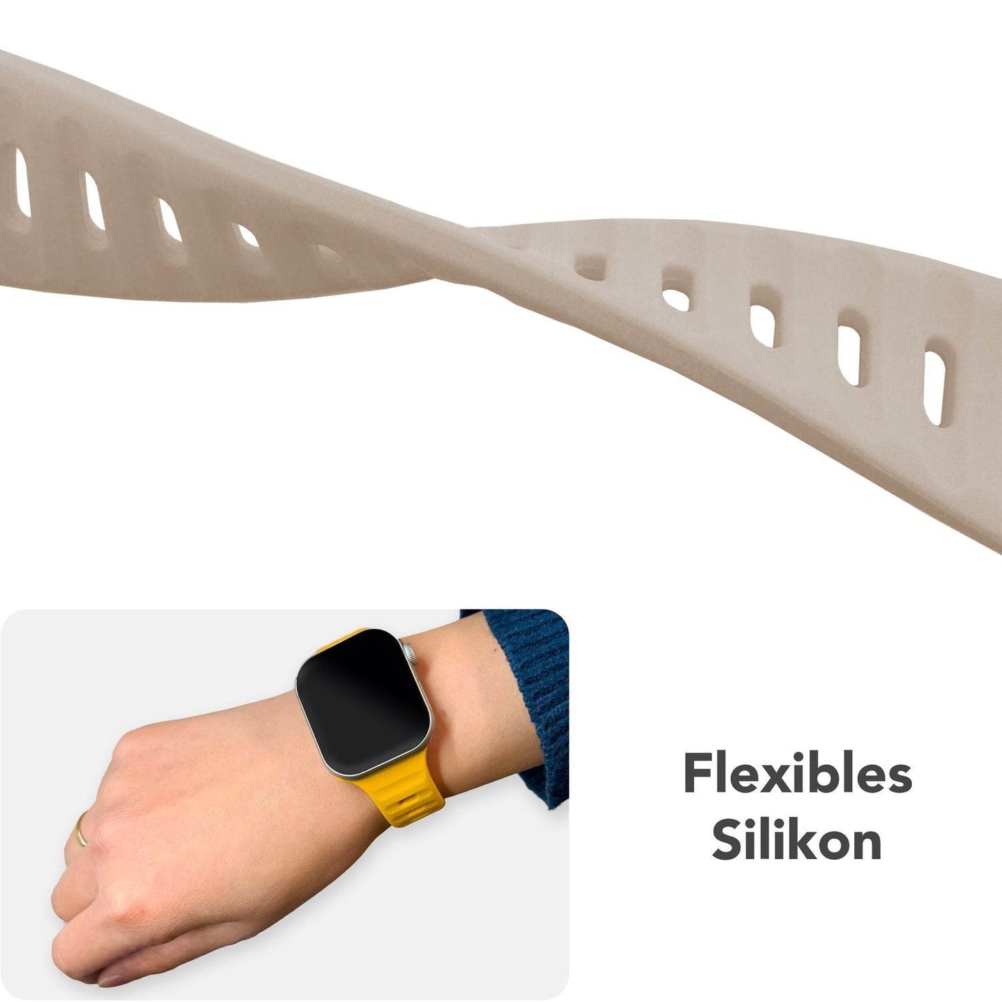 NALIA Motion Armband für Apple Watch SE/10/9/8/7/6/5/4/3/2/1, Gehäusegröße 38/40/41/42mm, Soft Silikon Ersatz Sportarmband mit Steck-Pin Verschluss