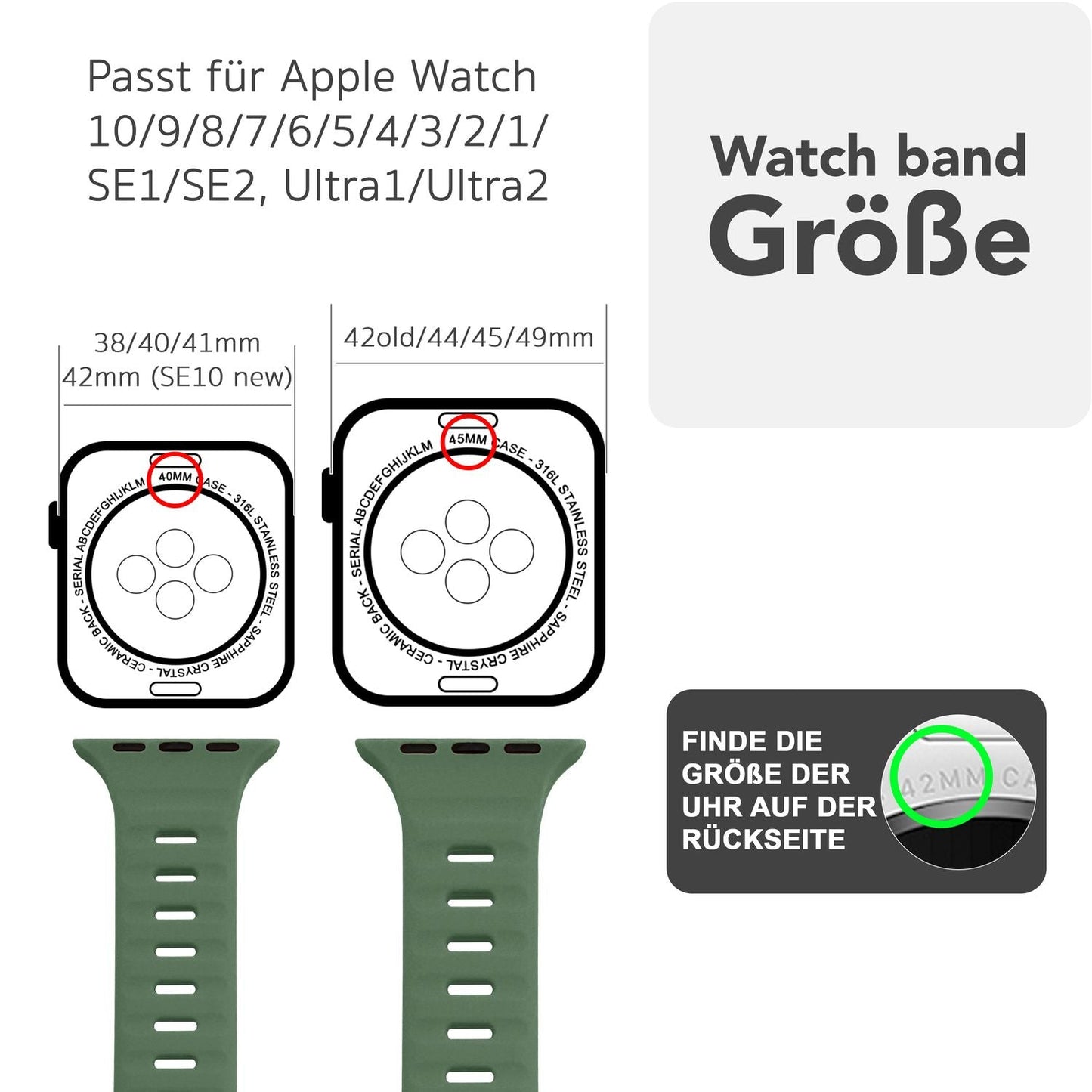 NALIA Motion Armband für Apple Watch SE/10/9/8/7/6/5/4/3/2/1, Gehäusegröße 38/40/41/42mm, Soft Silikon Ersatz Sportarmband mit Steck-Pin Verschluss