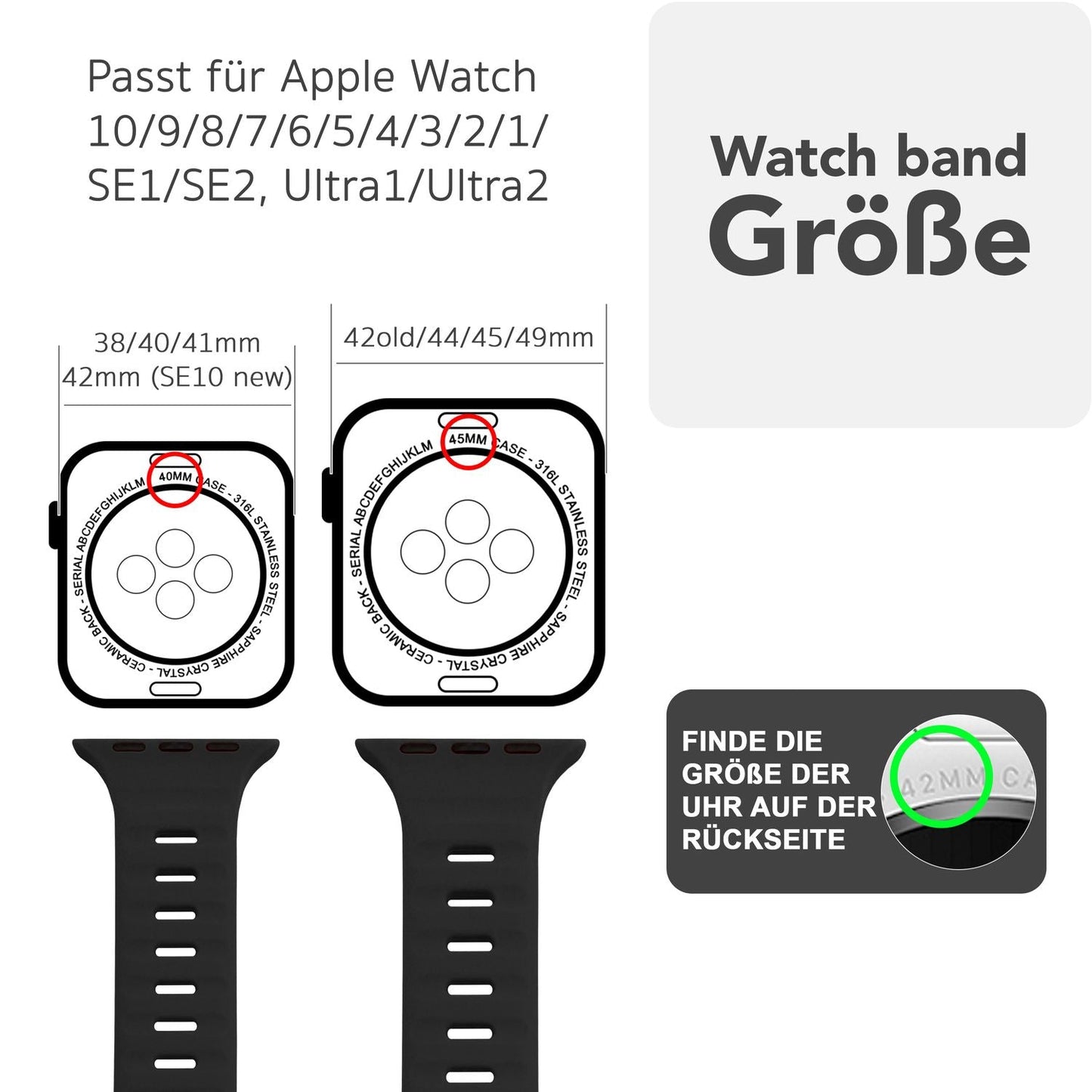 NALIA Motion Armband für Apple Watch SE/10/9/8/7/6/5/4/3/2/1, Gehäusegröße 38/40/41/42mm, Soft Silikon Ersatz Sportarmband mit Steck-Pin Verschluss