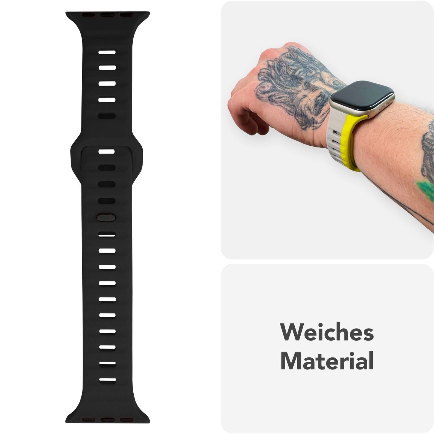 NALIA Motion Armband für Apple Watch SE/10/9/8/7/6/5/4/3/2/1, Gehäusegröße 38/40/41/42mm, Soft Silikon Ersatz Sportarmband mit Steck-Pin Verschluss