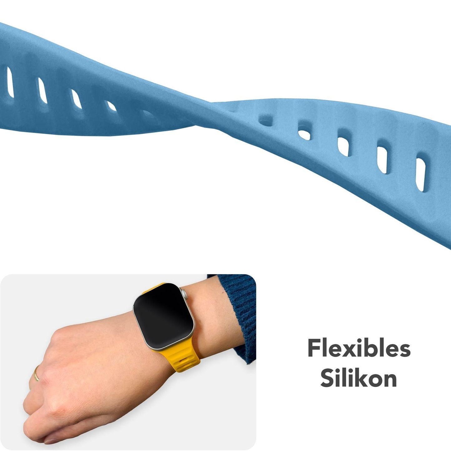 NALIA Motion Armband für Apple Watch Ultra/SE/10/9/8/7/6/5/4/3/2/1, Gehäusegröße 42/44/45/46/49mm, Soft Silikon Ersatz Sportarmband mit Steck-Pin Verschluss