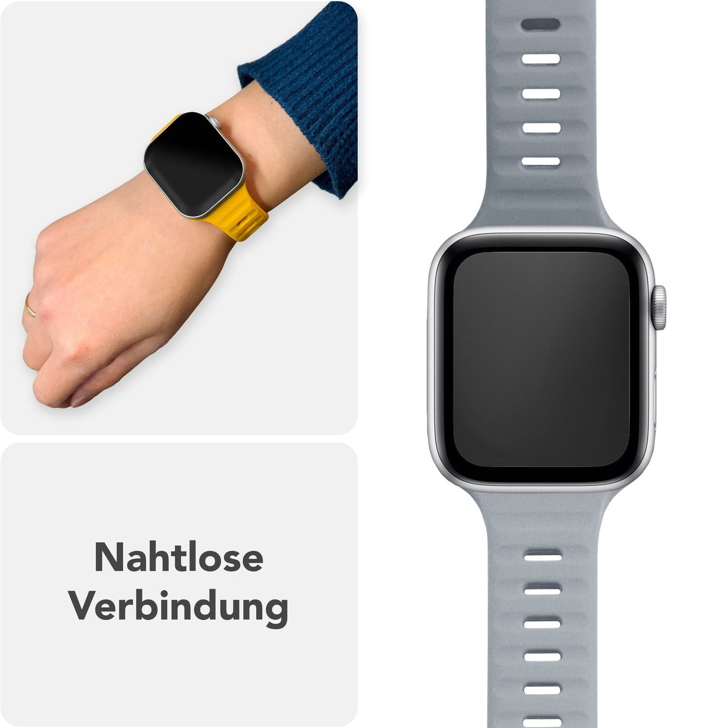 NALIA Motion Armband für Apple Watch Ultra/SE/10/9/8/7/6/5/4/3/2/1, Gehäusegröße 42/44/45/46/49mm, Soft Silikon Ersatz Sportarmband mit Steck-Pin Verschluss