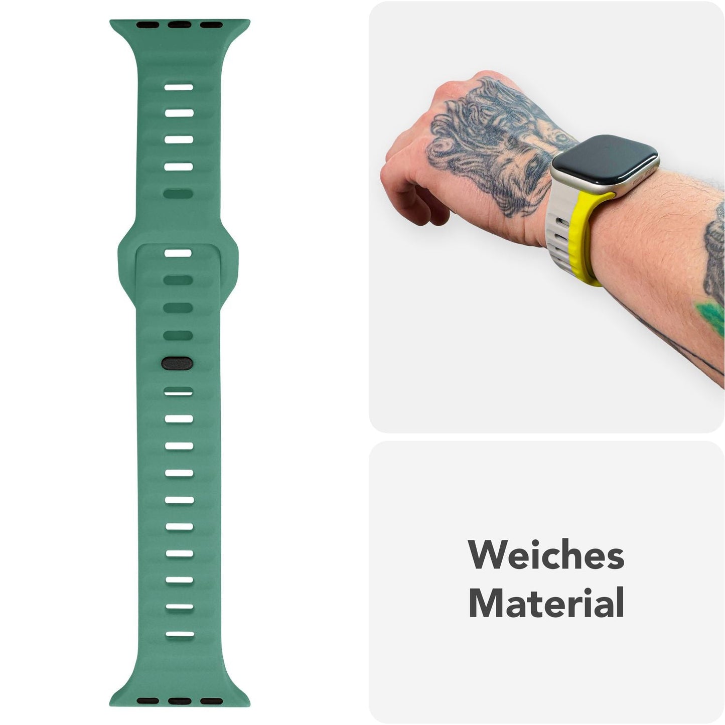 NALIA Motion Armband für Apple Watch Ultra/SE/10/9/8/7/6/5/4/3/2/1, Gehäusegröße 42/44/45/46/49mm, Soft Silikon Ersatz Sportarmband mit Steck-Pin Verschluss