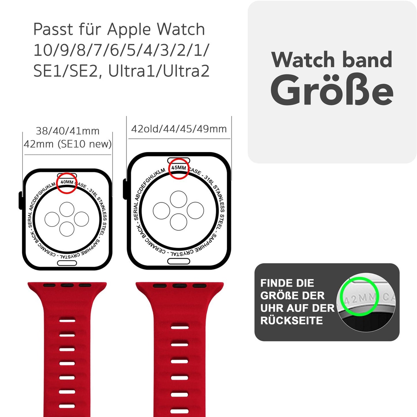 NALIA Motion Armband für Apple Watch Ultra/SE/10/9/8/7/6/5/4/3/2/1, Gehäusegröße 42/44/45/46/49mm, Soft Silikon Ersatz Sportarmband mit Steck-Pin Verschluss