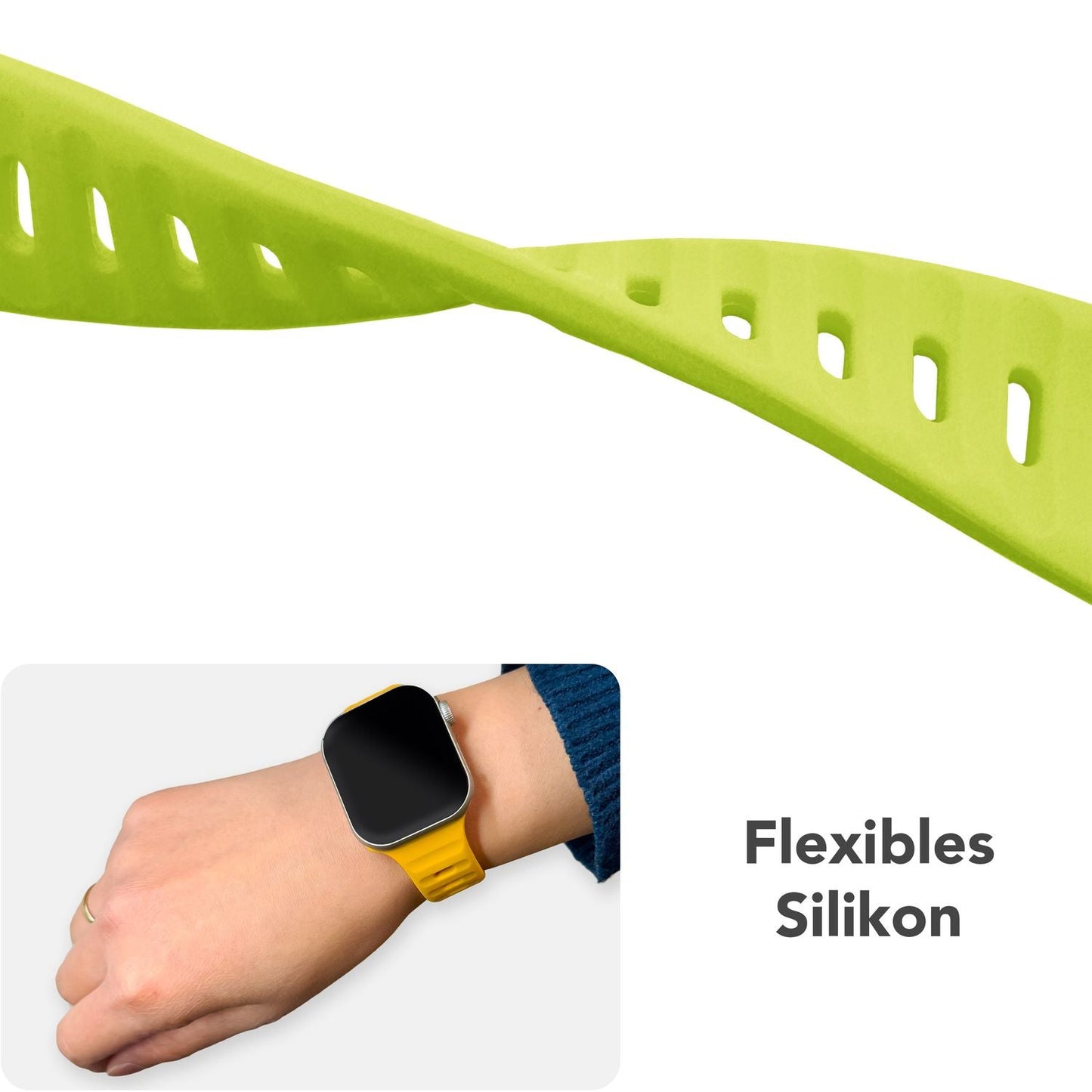 NALIA Motion Armband für Apple Watch Ultra/SE/10/9/8/7/6/5/4/3/2/1, Gehäusegröße 42/44/45/46/49mm, Soft Silikon Ersatz Sportarmband mit Steck-Pin Verschluss