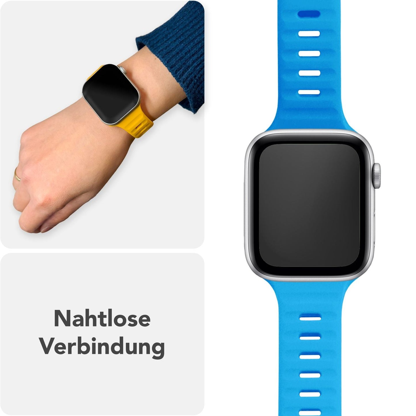NALIA Motion Armband für Apple Watch Ultra/SE/10/9/8/7/6/5/4/3/2/1, Gehäusegröße 42/44/45/46/49mm, Soft Silikon Ersatz Sportarmband mit Steck-Pin Verschluss