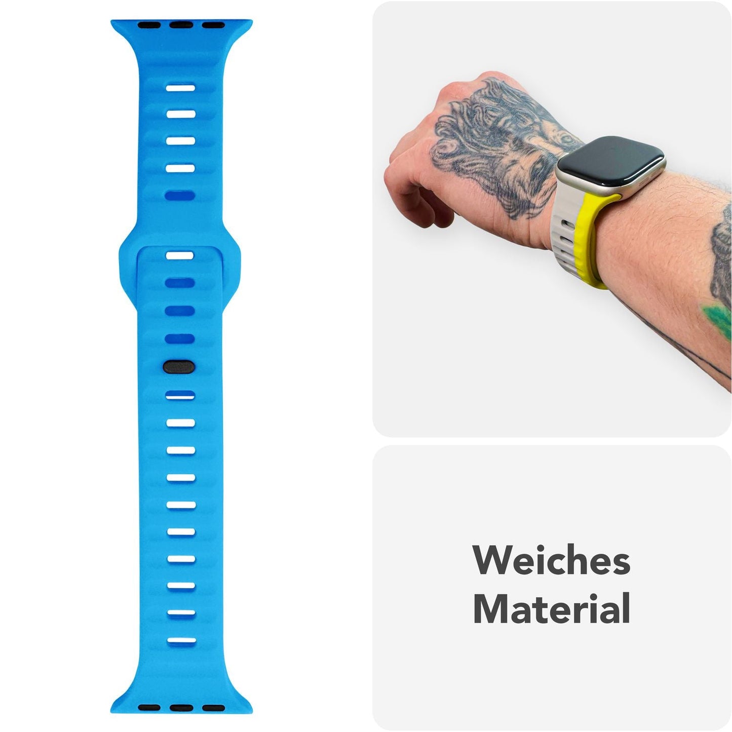 NALIA Motion Armband für Apple Watch Ultra/SE/10/9/8/7/6/5/4/3/2/1, Gehäusegröße 42/44/45/46/49mm, Soft Silikon Ersatz Sportarmband mit Steck-Pin Verschluss