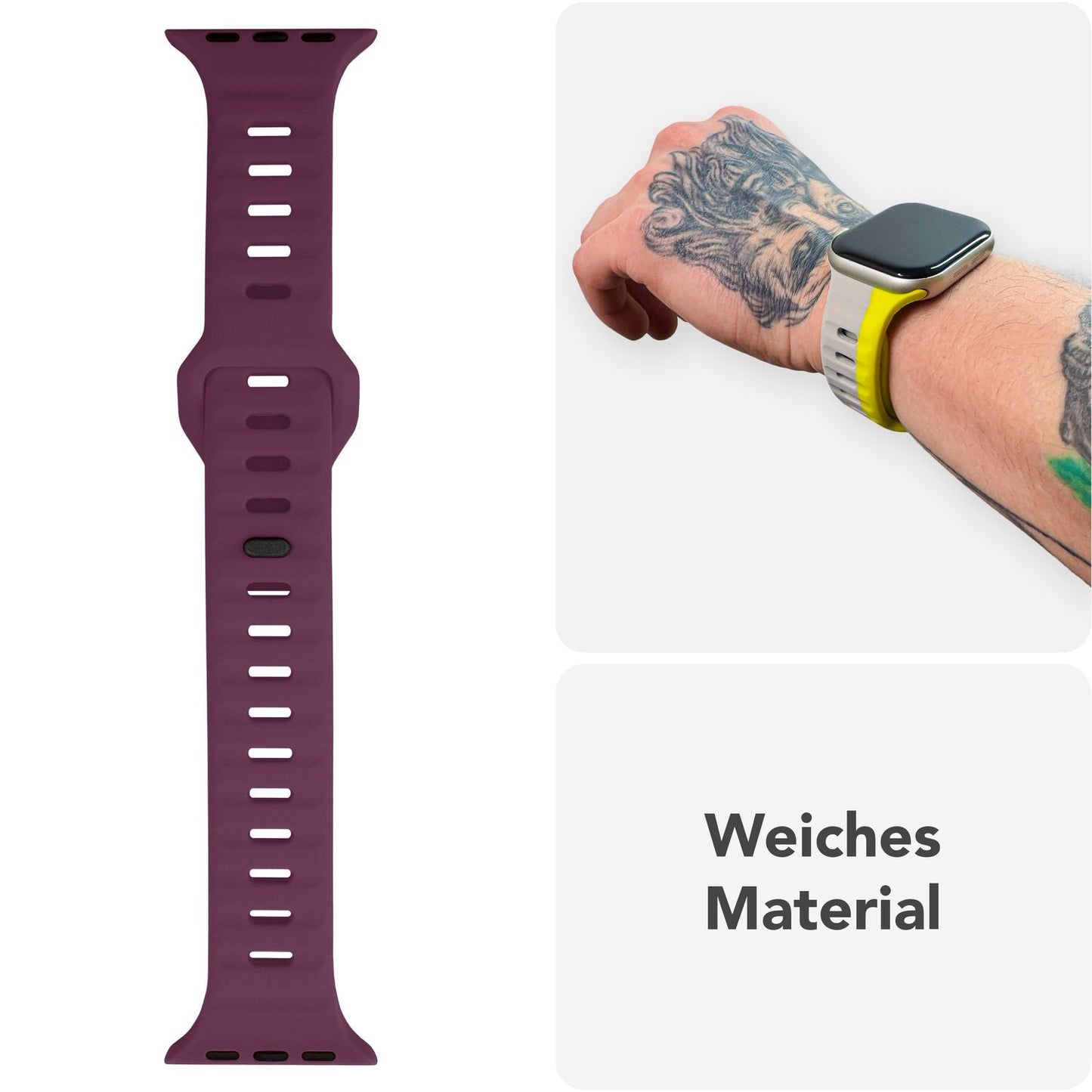 NALIA Motion Armband für Apple Watch Ultra/SE/10/9/8/7/6/5/4/3/2/1, Gehäusegröße 42/44/45/46/49mm, Soft Silikon Ersatz Sportarmband mit Steck-Pin Verschluss