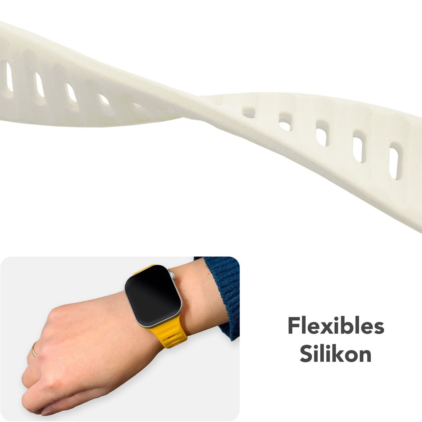 NALIA Motion Armband für Apple Watch Ultra/SE/10/9/8/7/6/5/4/3/2/1, Gehäusegröße 42/44/45/46/49mm, Soft Silikon Ersatz Sportarmband mit Steck-Pin Verschluss