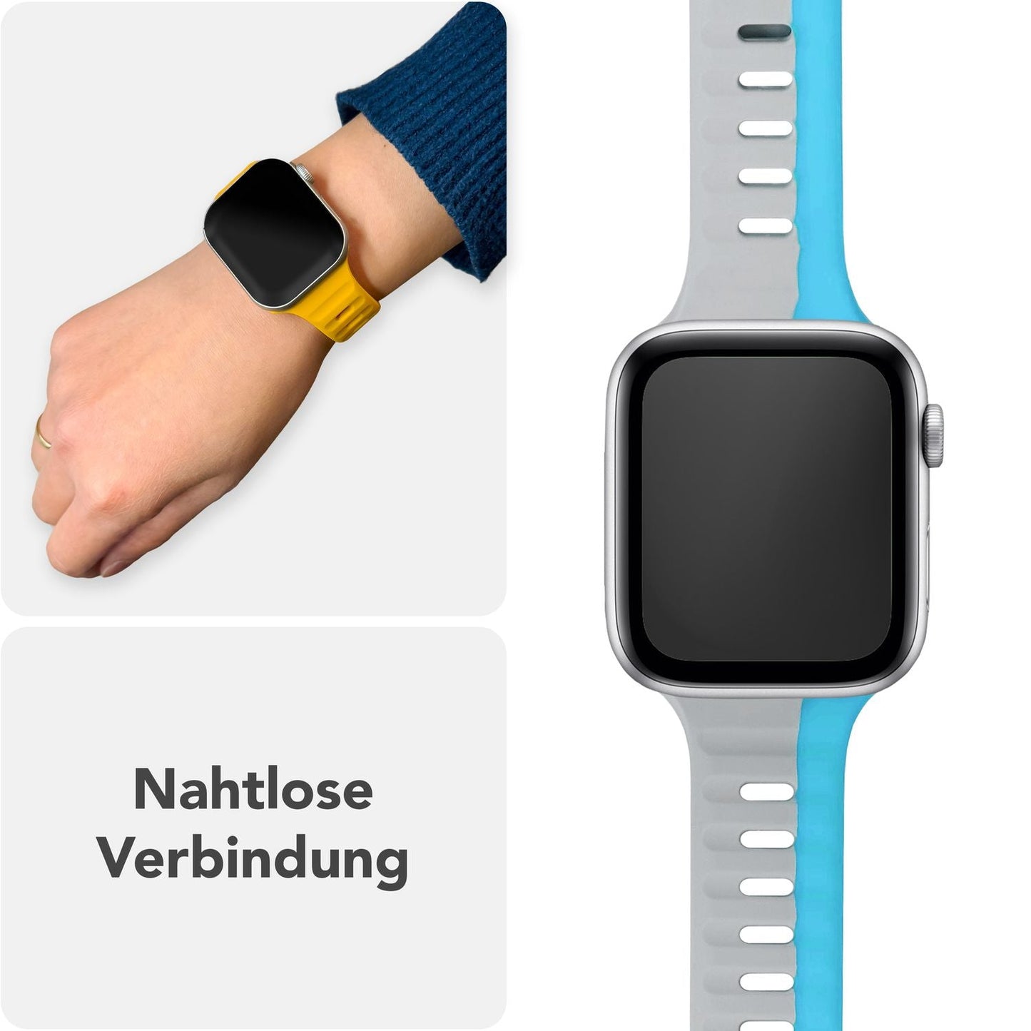 NALIA Motion Armband für Apple Watch Ultra/SE/10/9/8/7/6/5/4/3/2/1, Gehäusegröße 42/44/45/46/49mm, Soft Silikon Ersatz Sportarmband mit Steck-Pin Verschluss