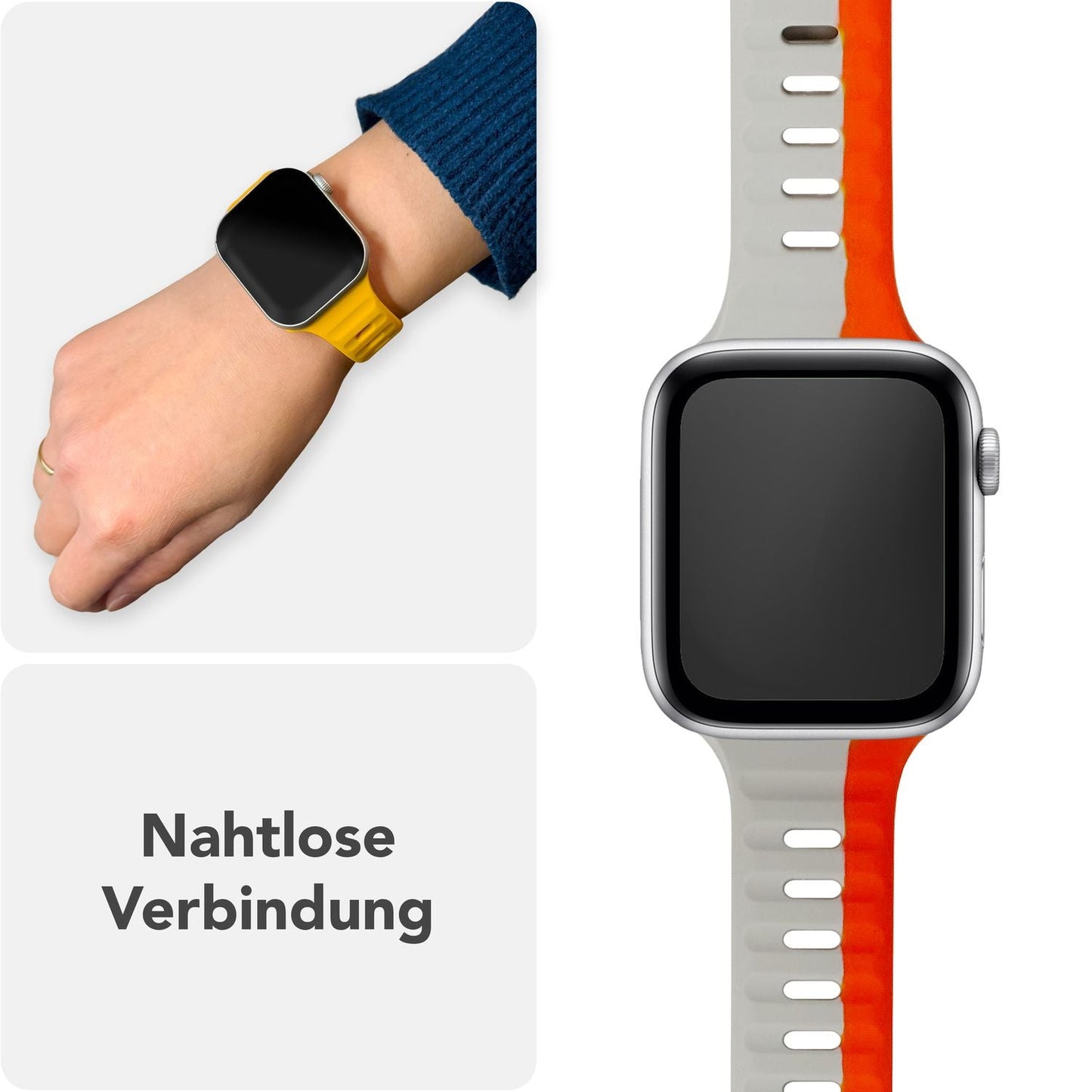NALIA Motion Armband für Apple Watch Ultra/SE/10/9/8/7/6/5/4/3/2/1, Gehäusegröße 42/44/45/46/49mm, Soft Silikon Ersatz Sportarmband mit Steck-Pin Verschluss