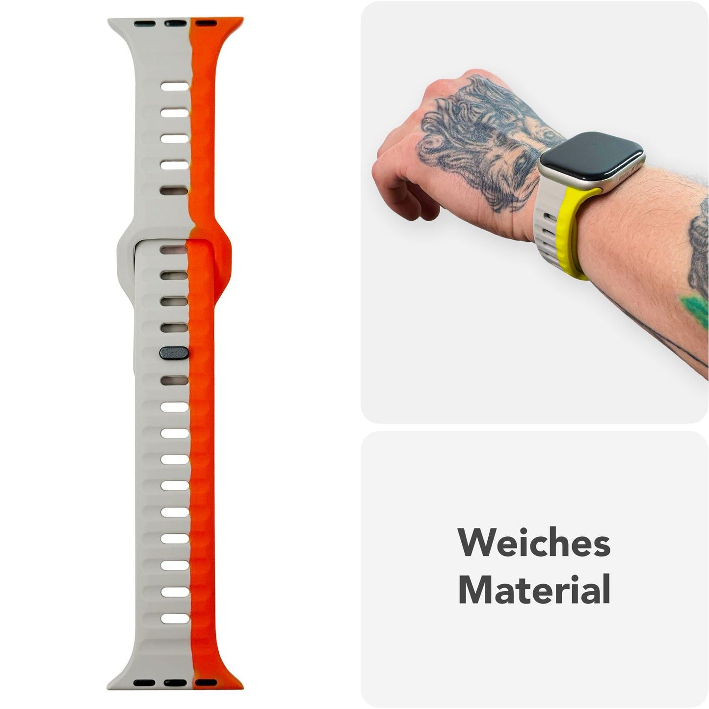 NALIA Motion Armband für Apple Watch Ultra/SE/10/9/8/7/6/5/4/3/2/1, Gehäusegröße 42/44/45/46/49mm, Soft Silikon Ersatz Sportarmband mit Steck-Pin Verschluss