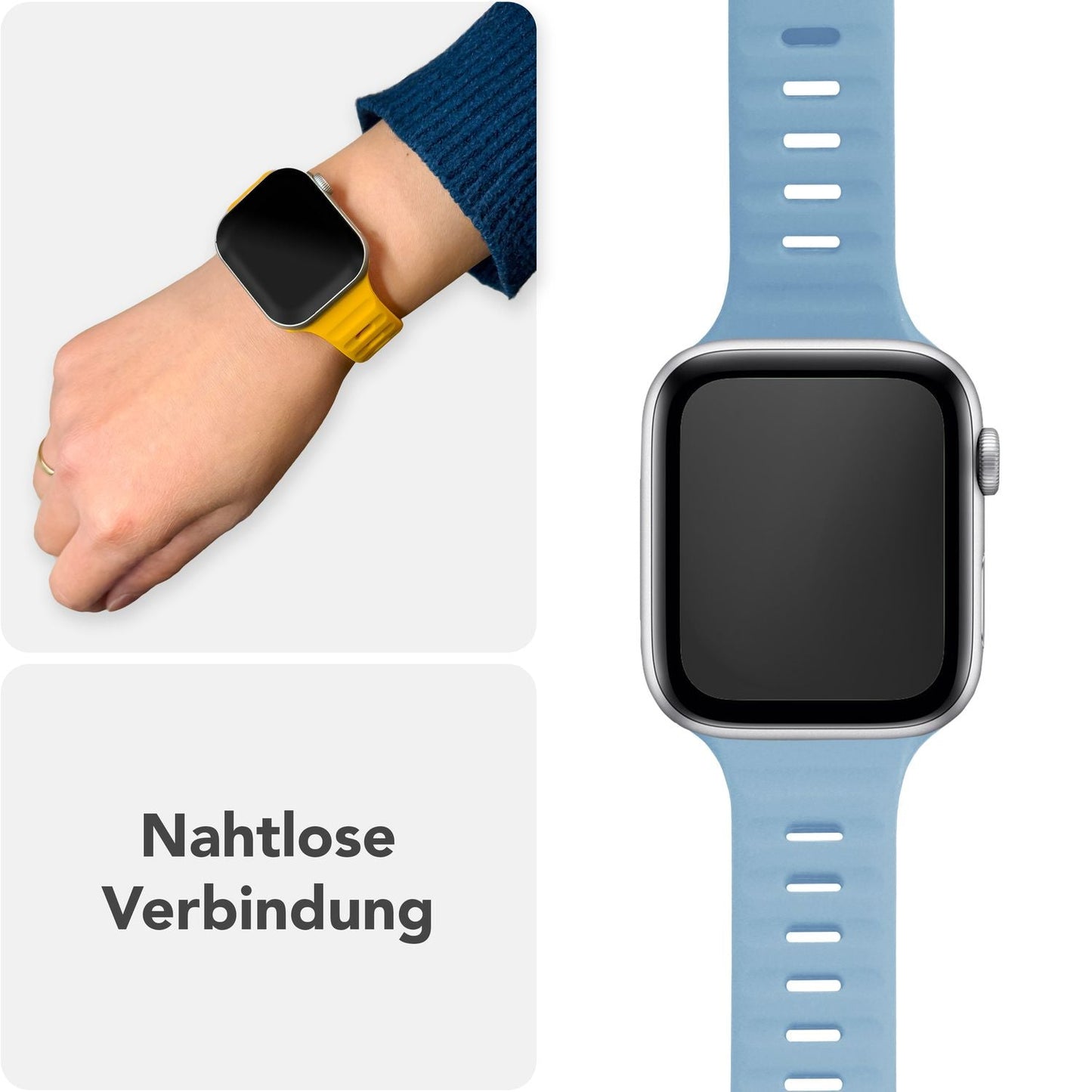 NALIA Motion Armband für Apple Watch Ultra/SE/10/9/8/7/6/5/4/3/2/1, Gehäusegröße 42/44/45/46/49mm, Soft Silikon Ersatz Sportarmband mit Steck-Pin Verschluss