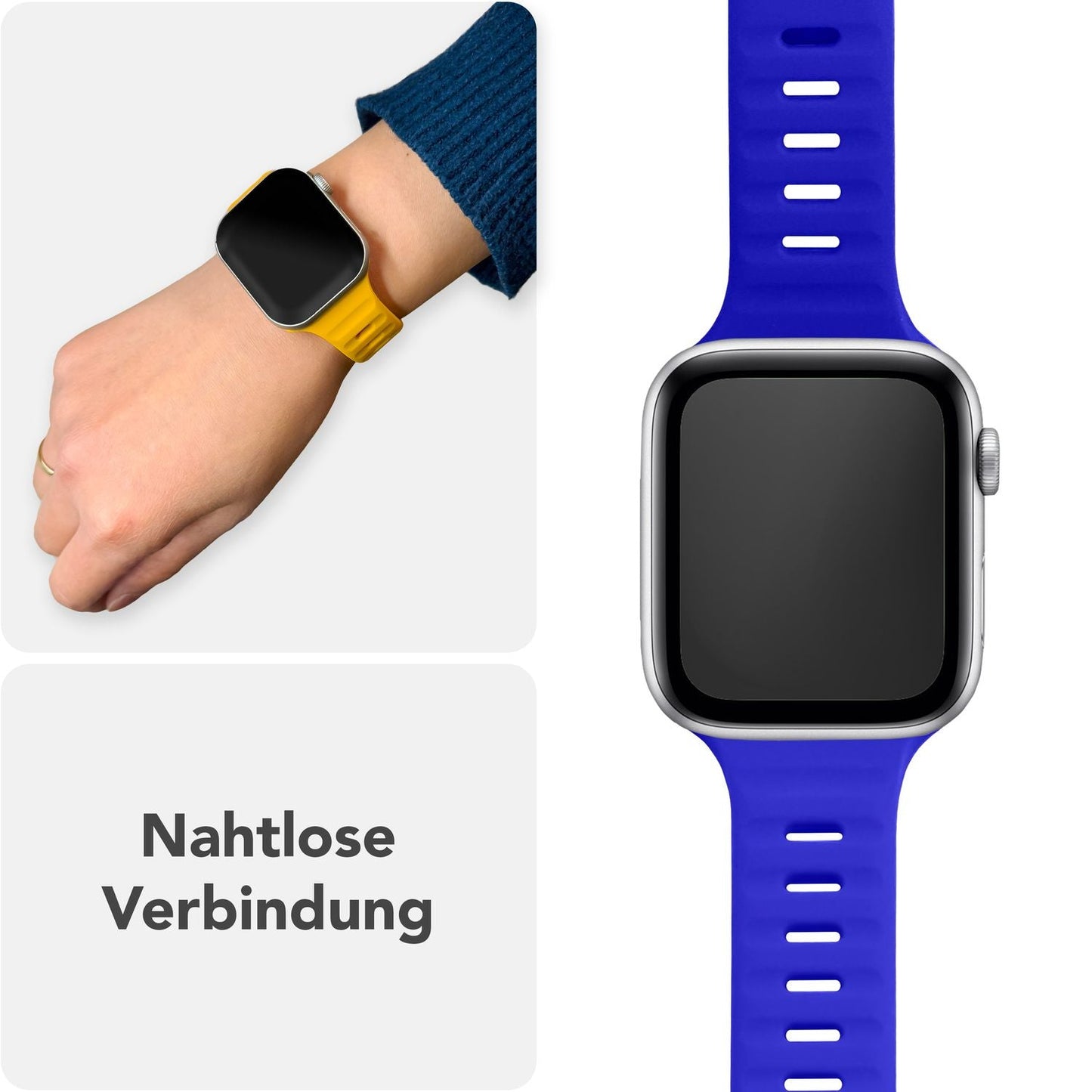 NALIA Motion Armband für Apple Watch Ultra/SE/10/9/8/7/6/5/4/3/2/1, Gehäusegröße 42/44/45/46/49mm, Soft Silikon Ersatz Sportarmband mit Steck-Pin Verschluss