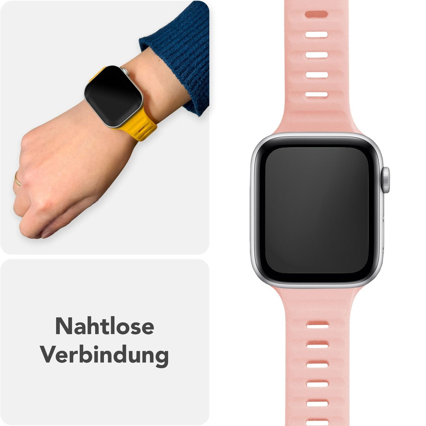 NALIA Motion Armband für Apple Watch Ultra/SE/10/9/8/7/6/5/4/3/2/1, Gehäusegröße 42/44/45/46/49mm, Soft Silikon Ersatz Sportarmband mit Steck-Pin Verschluss