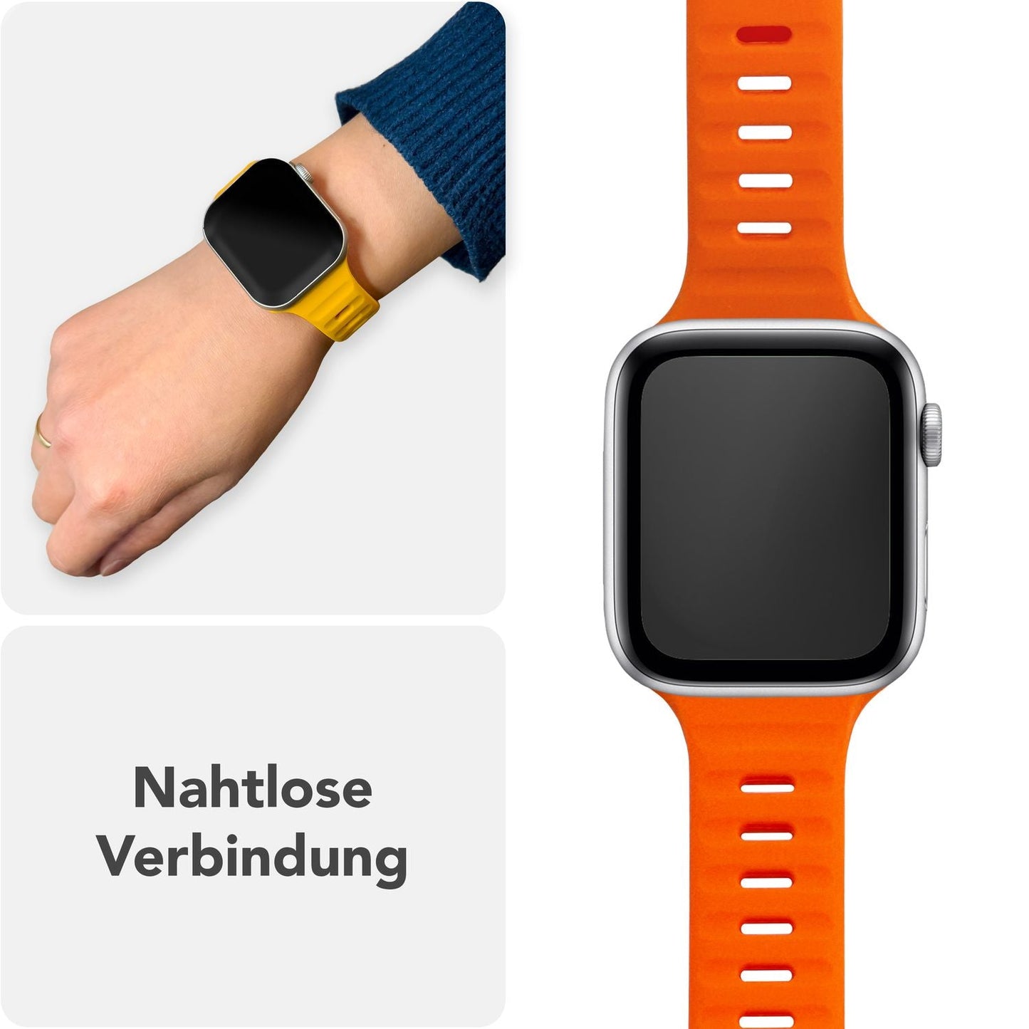 NALIA Motion Armband für Apple Watch Ultra/SE/10/9/8/7/6/5/4/3/2/1, Gehäusegröße 42/44/45/46/49mm, Soft Silikon Ersatz Sportarmband mit Steck-Pin Verschluss