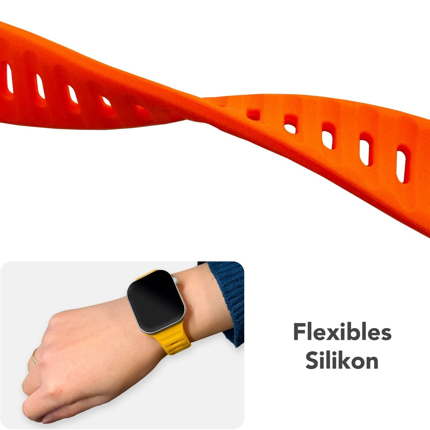 NALIA Motion Armband für Apple Watch Ultra/SE/10/9/8/7/6/5/4/3/2/1, Gehäusegröße 42/44/45/46/49mm, Soft Silikon Ersatz Sportarmband mit Steck-Pin Verschluss