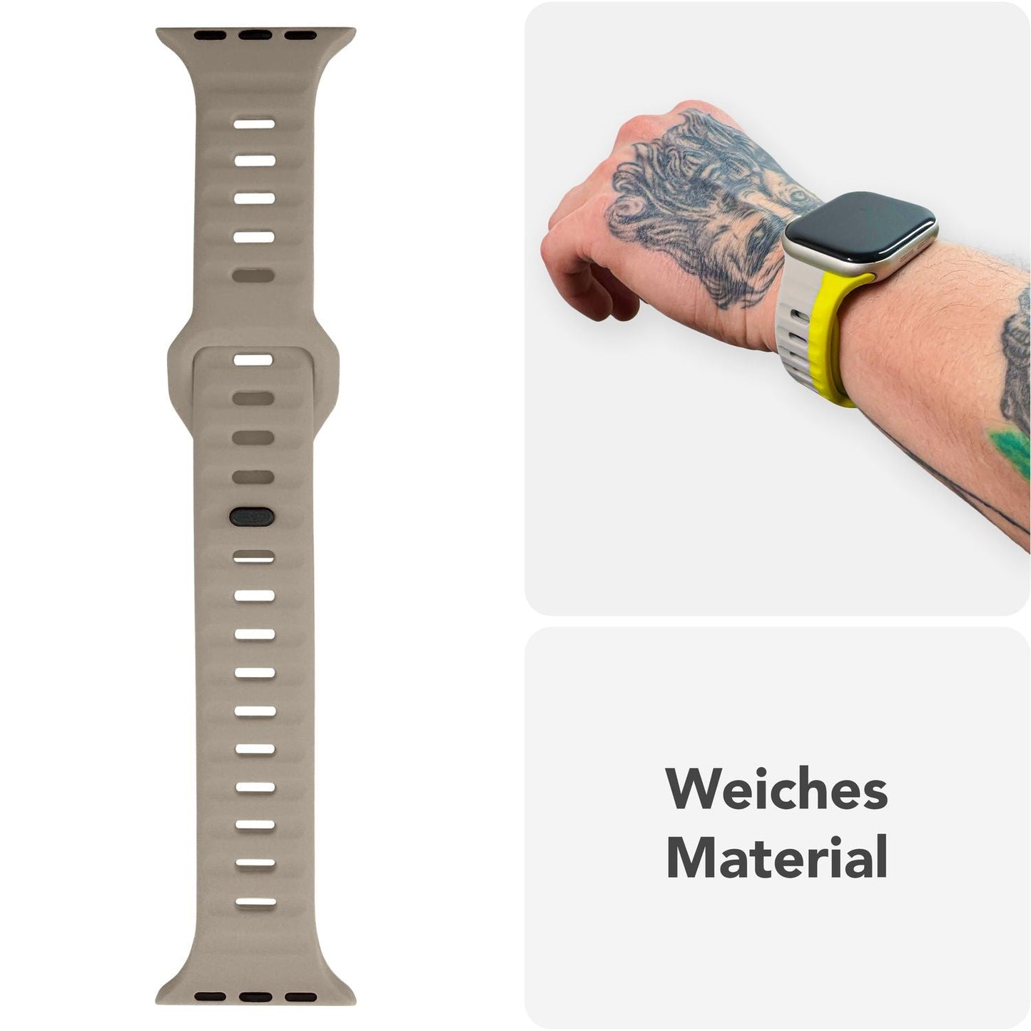 NALIA Motion Armband für Apple Watch Ultra/SE/10/9/8/7/6/5/4/3/2/1, Gehäusegröße 42/44/45/46/49mm, Soft Silikon Ersatz Sportarmband mit Steck-Pin Verschluss