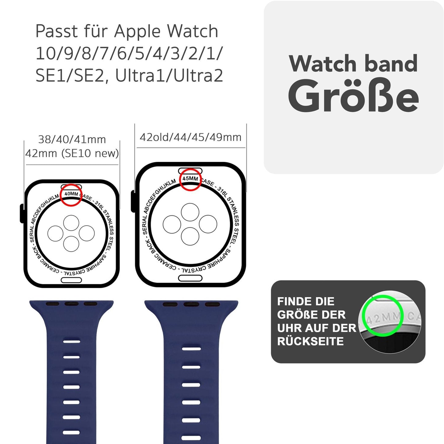 NALIA Motion Armband für Apple Watch Ultra/SE/10/9/8/7/6/5/4/3/2/1, Gehäusegröße 42/44/45/46/49mm, Soft Silikon Ersatz Sportarmband mit Steck-Pin Verschluss