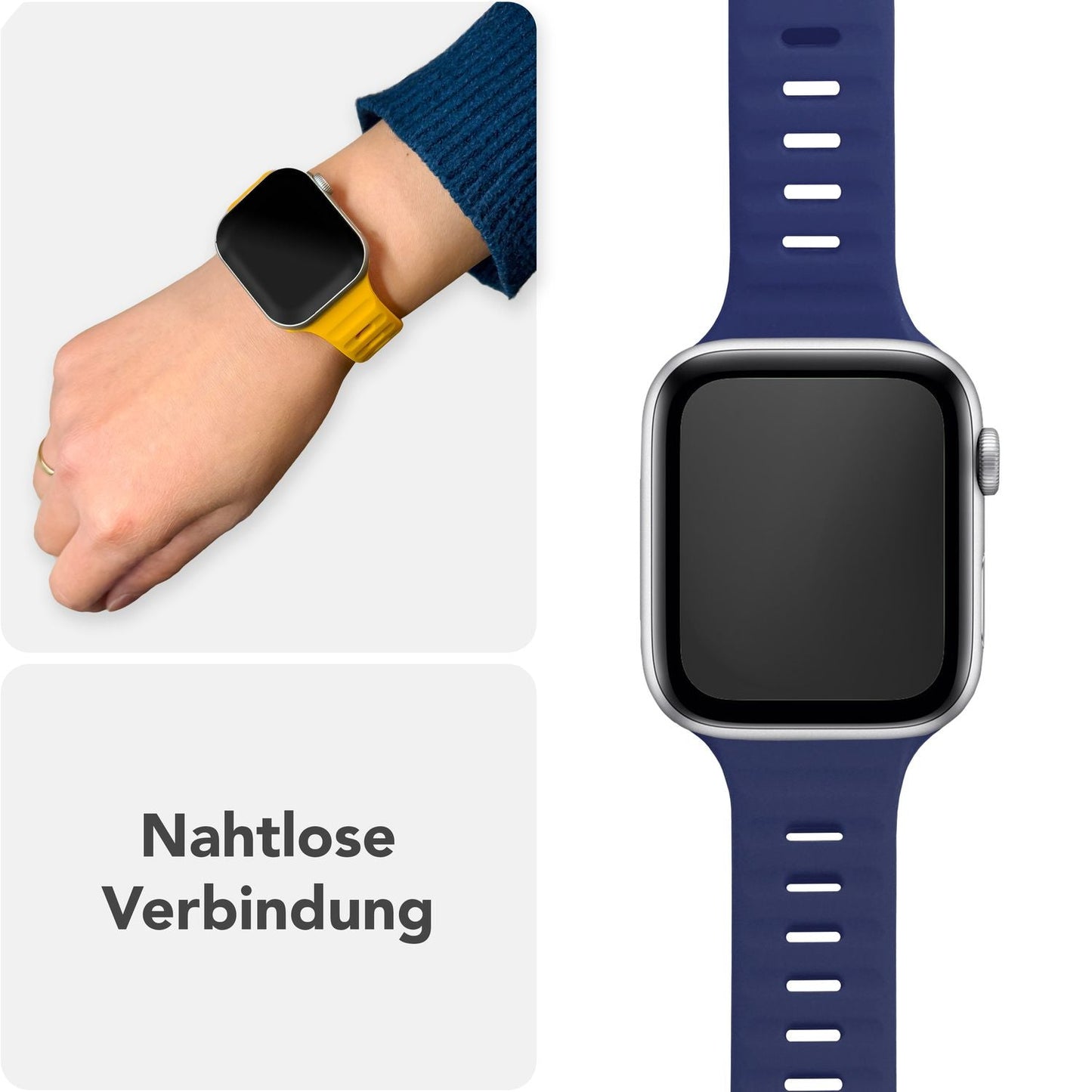NALIA Motion Armband für Apple Watch Ultra/SE/10/9/8/7/6/5/4/3/2/1, Gehäusegröße 42/44/45/46/49mm, Soft Silikon Ersatz Sportarmband mit Steck-Pin Verschluss