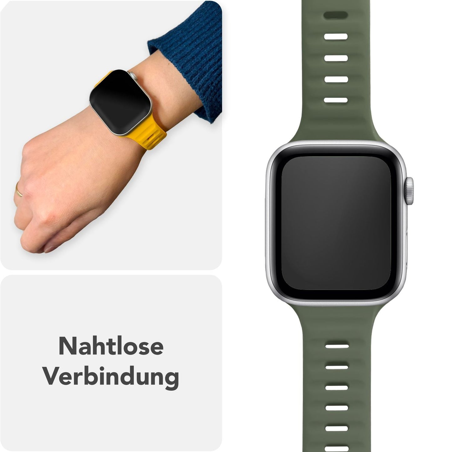 NALIA Motion Armband für Apple Watch Ultra/SE/10/9/8/7/6/5/4/3/2/1, Gehäusegröße 42/44/45/46/49mm, Soft Silikon Ersatz Sportarmband mit Steck-Pin Verschluss