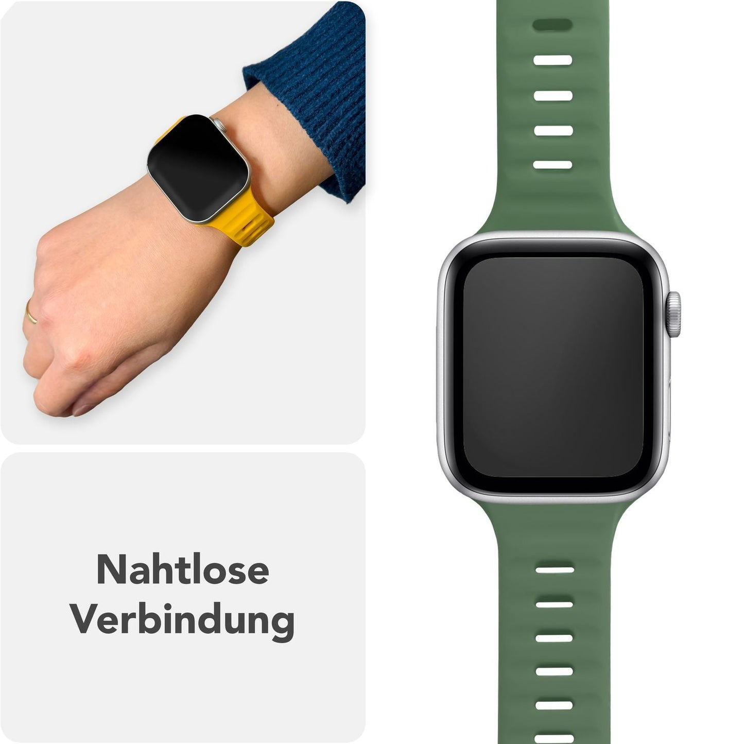 NALIA Motion Armband für Apple Watch Ultra/SE/10/9/8/7/6/5/4/3/2/1, Gehäusegröße 42/44/45/46/49mm, Soft Silikon Ersatz Sportarmband mit Steck-Pin Verschluss