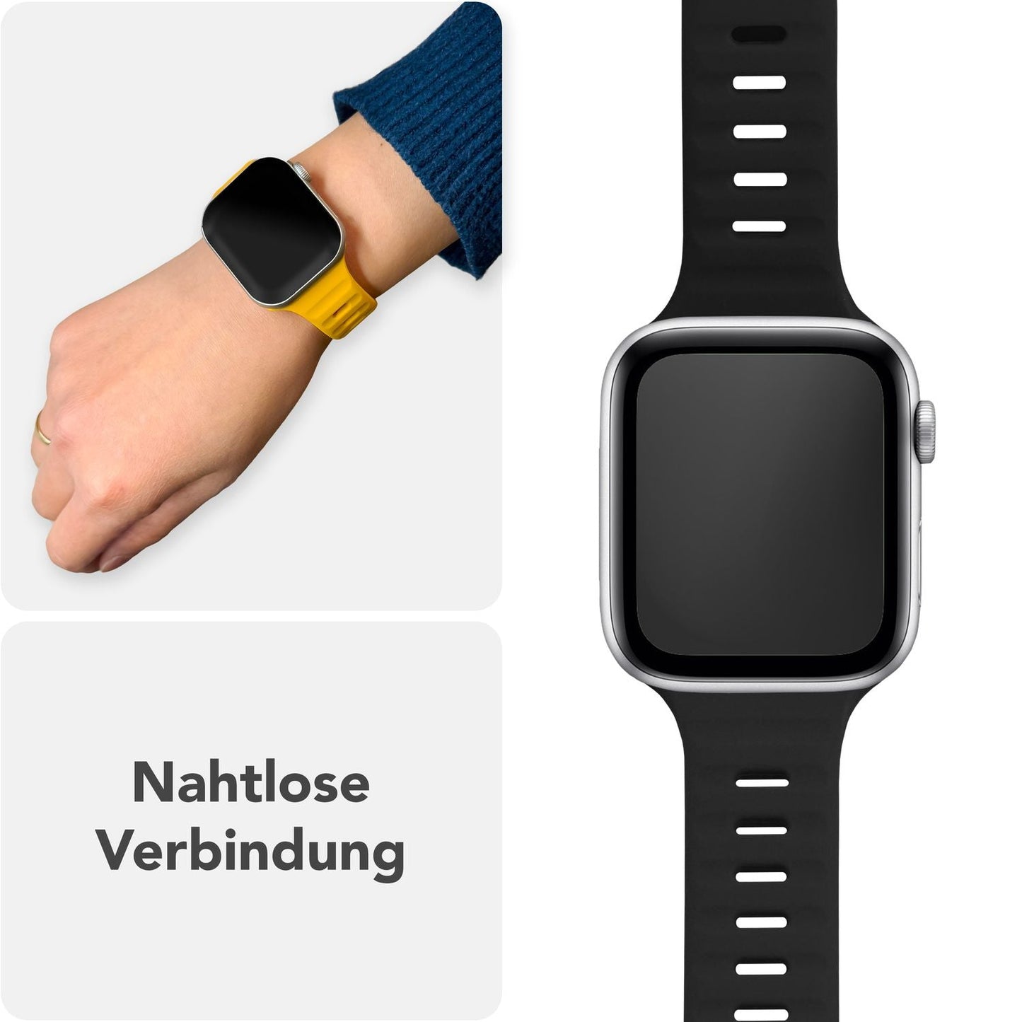 NALIA Motion Armband für Apple Watch Ultra/SE/10/9/8/7/6/5/4/3/2/1, Gehäusegröße 42/44/45/46/49mm, Soft Silikon Ersatz Sportarmband mit Steck-Pin Verschluss
