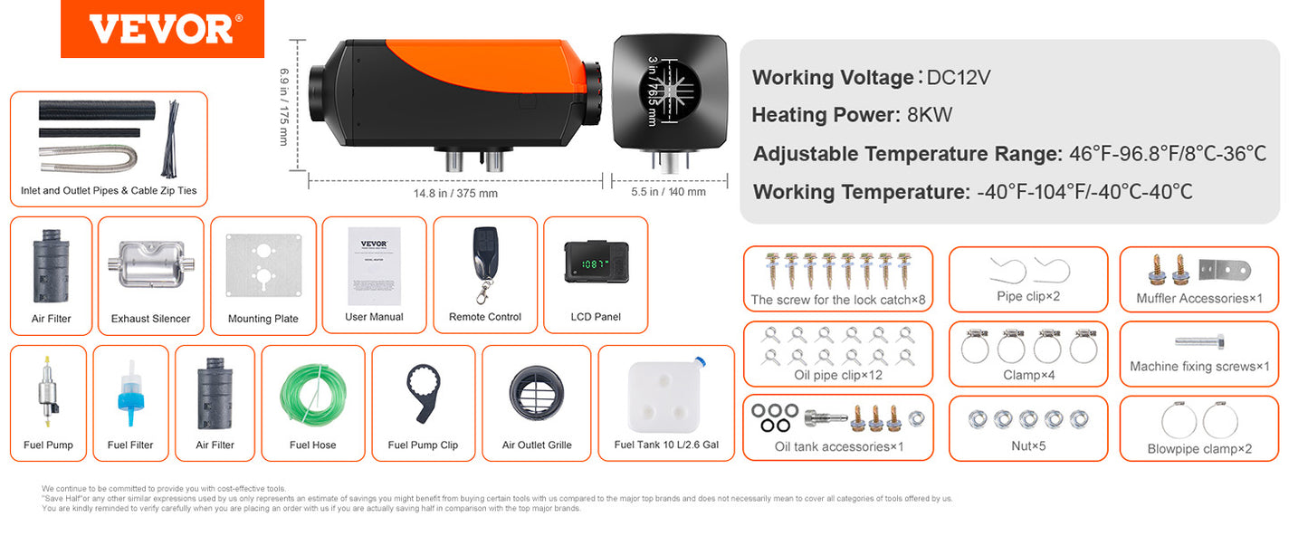 Diesel-Heizung 2025 - VEVOR 12V 5/8KW Luftheizung - Schnellheizung Wohnmobil Wohnwagen Standheizung