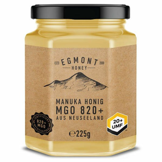 Miere de Manuka ManukaWelt MGO 820+ Gust strălucitor și calitate excelentă - Borcan hexagonal de 225 g