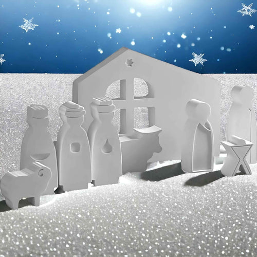 WeihnachtsKunst MiniKrippe Kreatives DIY-Set - 12 Figuren, 82x62 mm