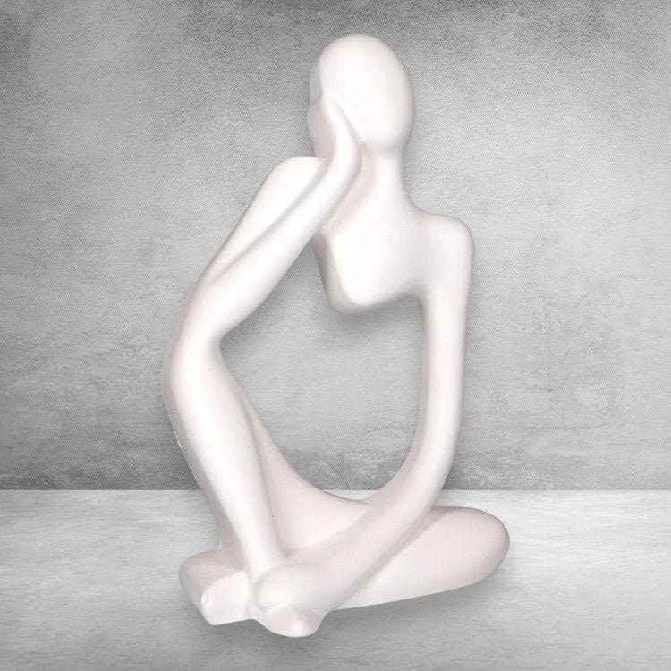 LunaK Nachdenklich Frau Handgefertigte Skulptur - Kapazität 1 Figur, Größe 20 cm