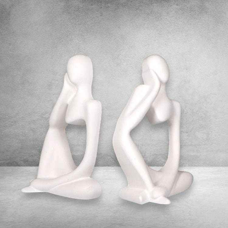 LunaK Nachdenklich Frau Handgefertigte Skulptur - Kapazität 1 Figur, Größe 20 cm