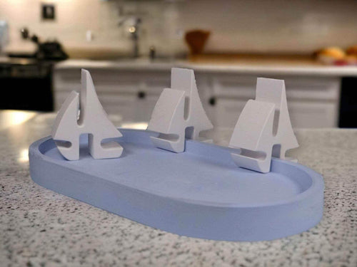 Maritimer Dekoteller Segelboote - Größe 170x90mm Keramik Handgefertigt