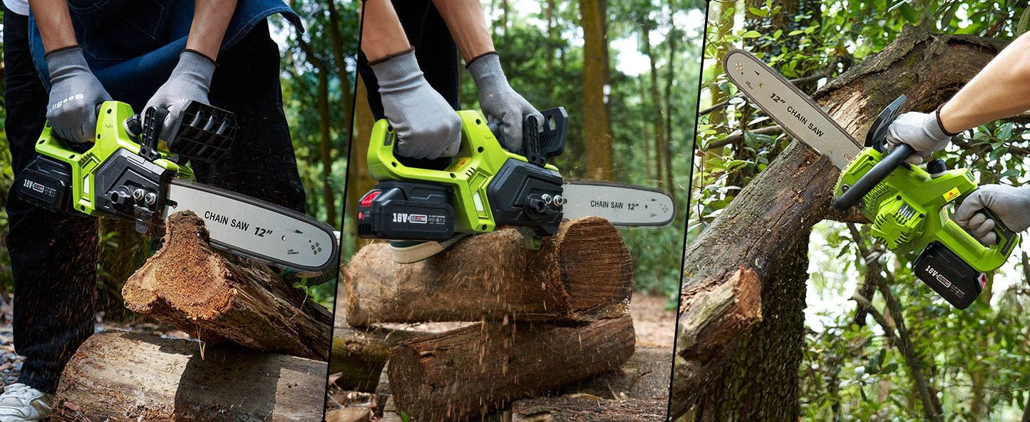 Supstable 12-Zoll Akku Säge Bürstenloser Motor - 2x5Ah, 1200W, 30cm by Golden Bridge Store