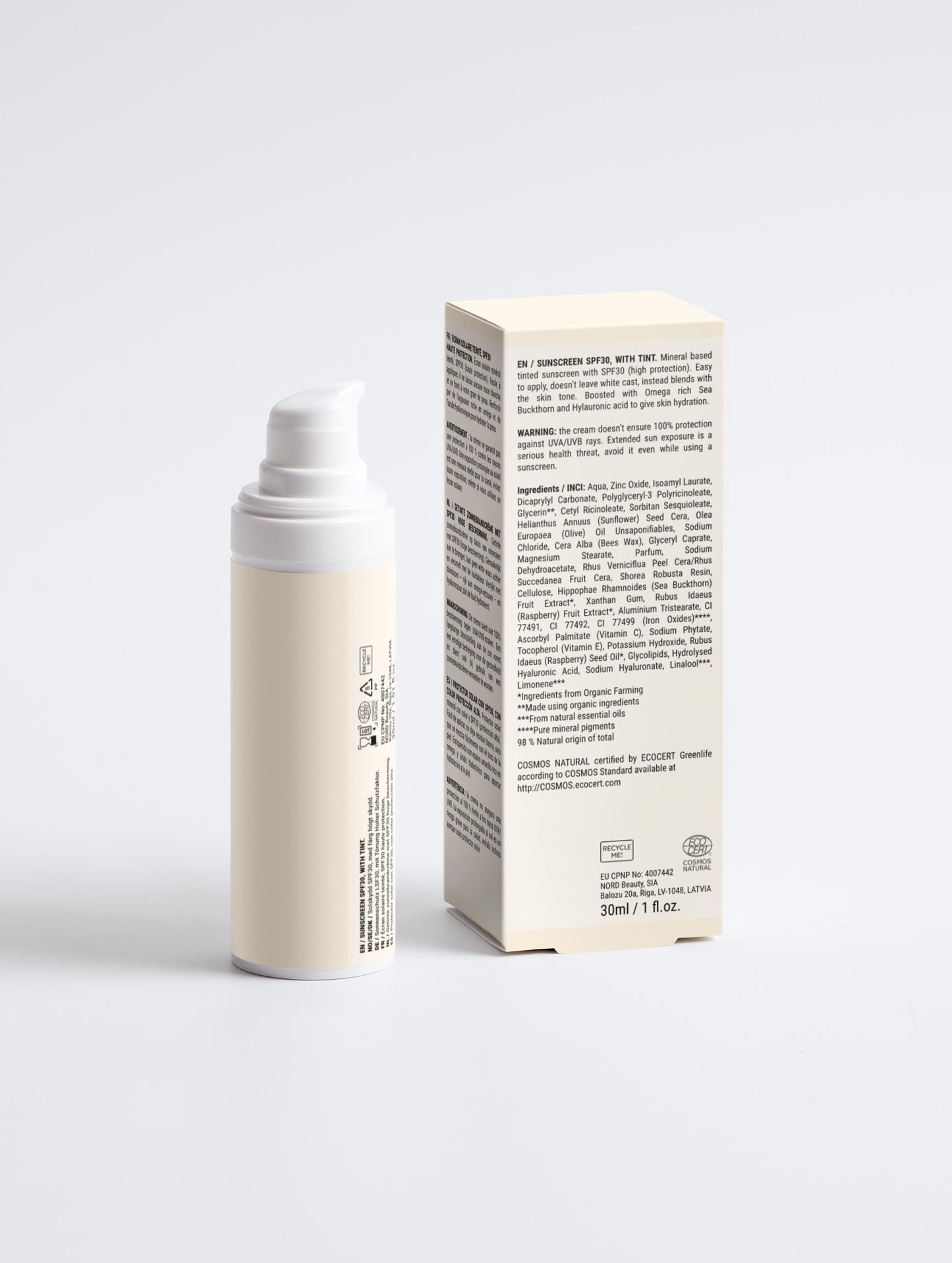 Cremă de protecție solară SPF30, cu nuanță - 30 ml