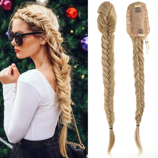 Ponytail extensions – 24 inch synthetic curly drawstring hairpiece for women
