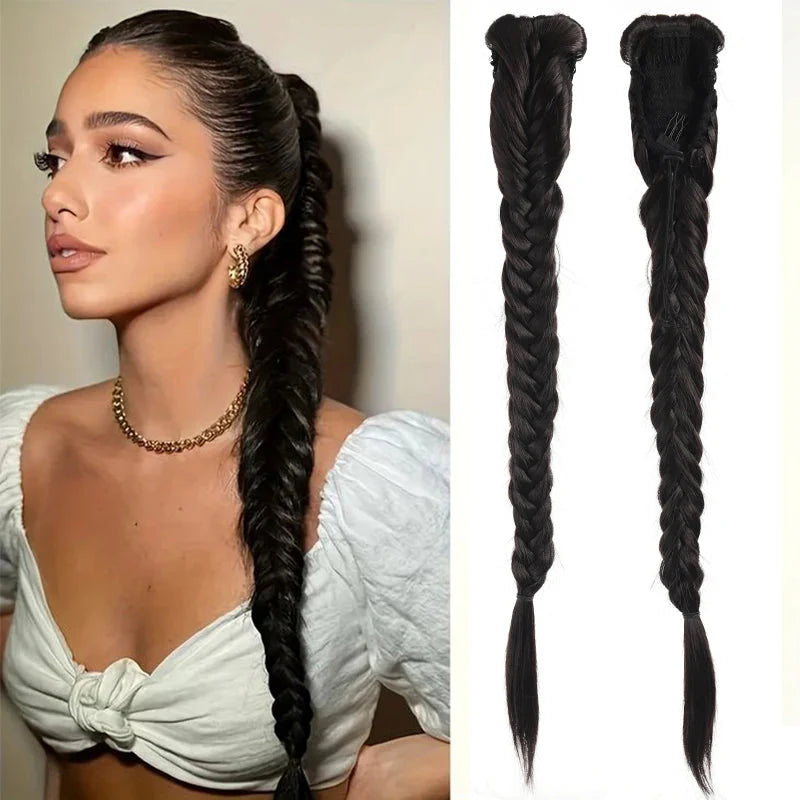 Ponytail extensions – 24 inch synthetic curly drawstring hairpiece for women