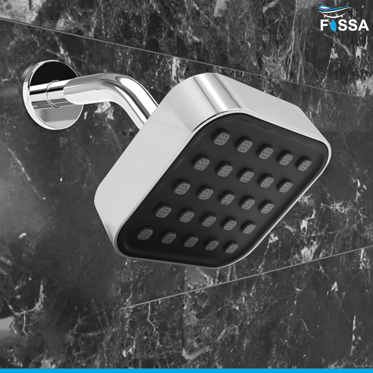 Fossa 4"x4" Square Elite Shower Head - High Pressure Rain - Luxury Design - 1-Min Install - Easy Clean Adjustable for Your Bathroom Shower Heads (With 9" Arm)-0