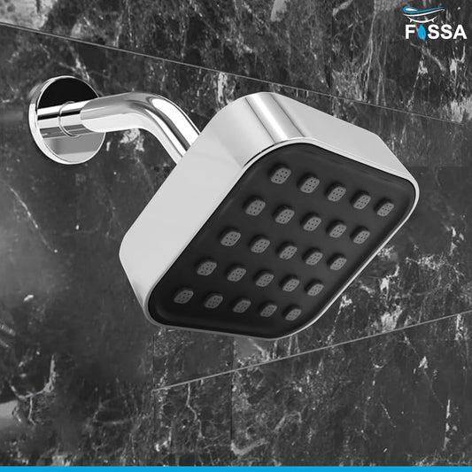 Fossa 4"x4" Square Elite Shower Head - High Pressure Rain - Luxury Design - 1-Min Install - Easy Clean Adjustable for Your Bathroom Shower Heads (With 9" Arm)-0