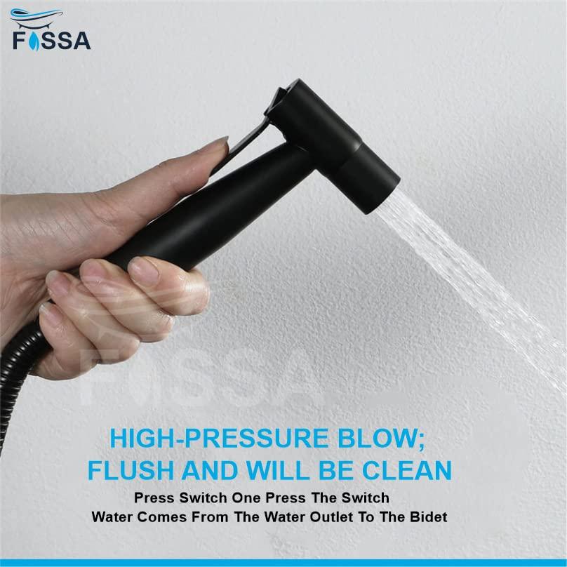 Fossa Hand Held Bidet Sprayer Premium Stainless Steel Sprayer Shattaf - Bidet Spray Head for Toilet, Hand Bidet Sprayer for Toilet Black-4