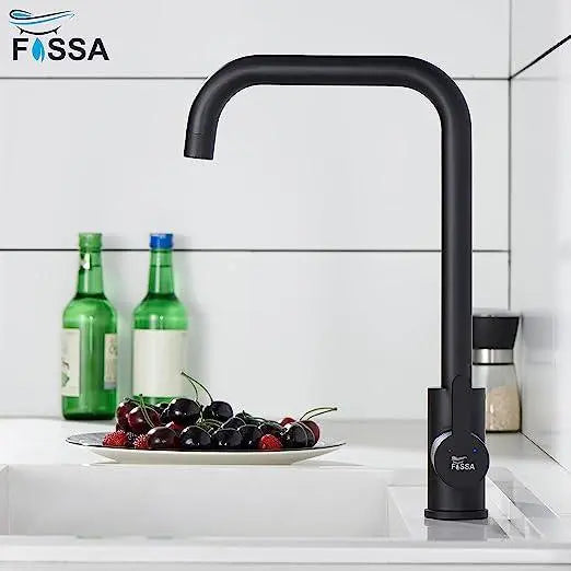 Fossa High Pressure Kitchen Faucet 360° Swivel, Stainless Steel Kitchen Faucet, Kitchen Mixer Tap with High L Bend Spout-257mm (Black)-2
