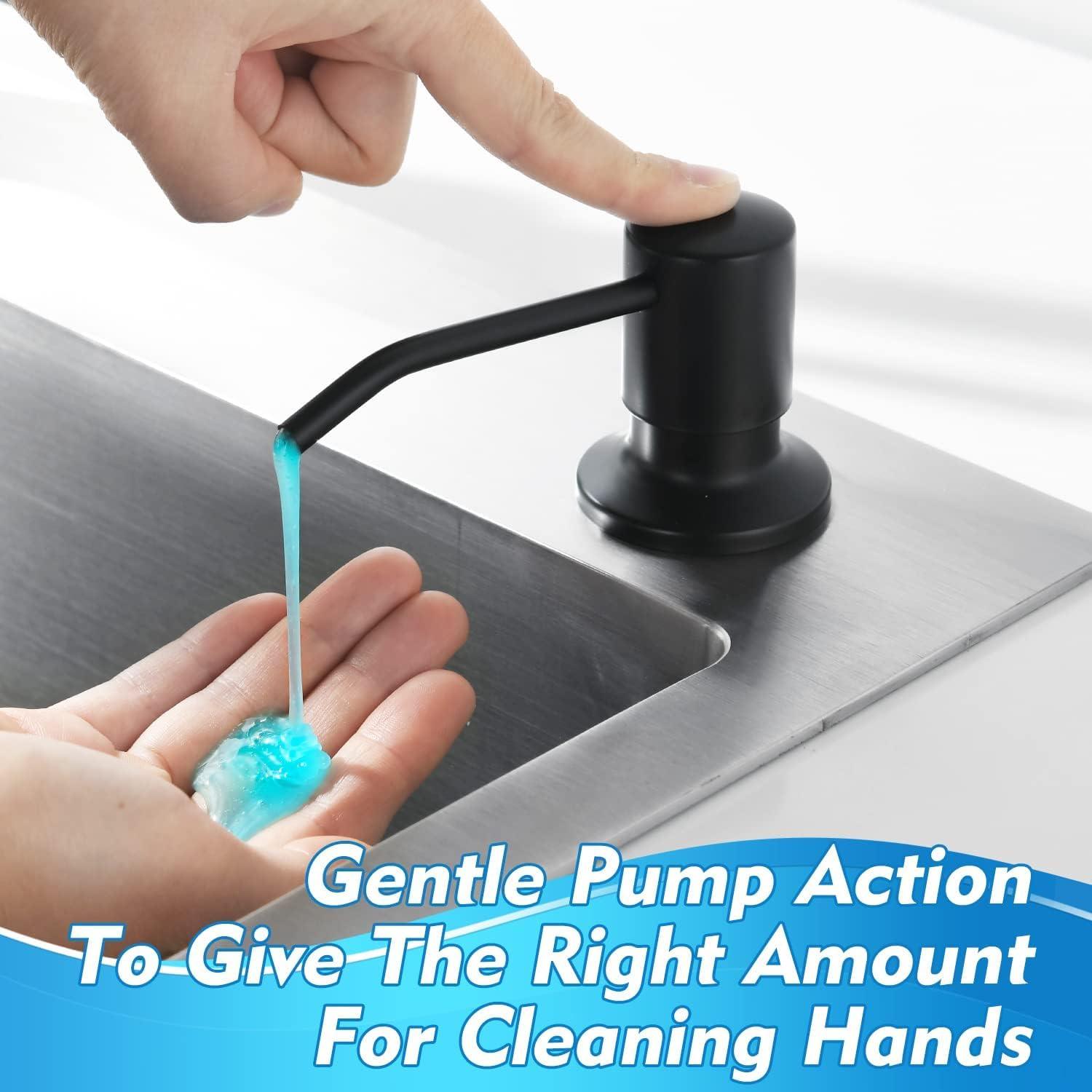 Fossa Soap Dispenser for Kitchen Sink Stainless Steel Built in Sink Soap Dispenser with Refillable Bottle 300ml Capacity Black-3