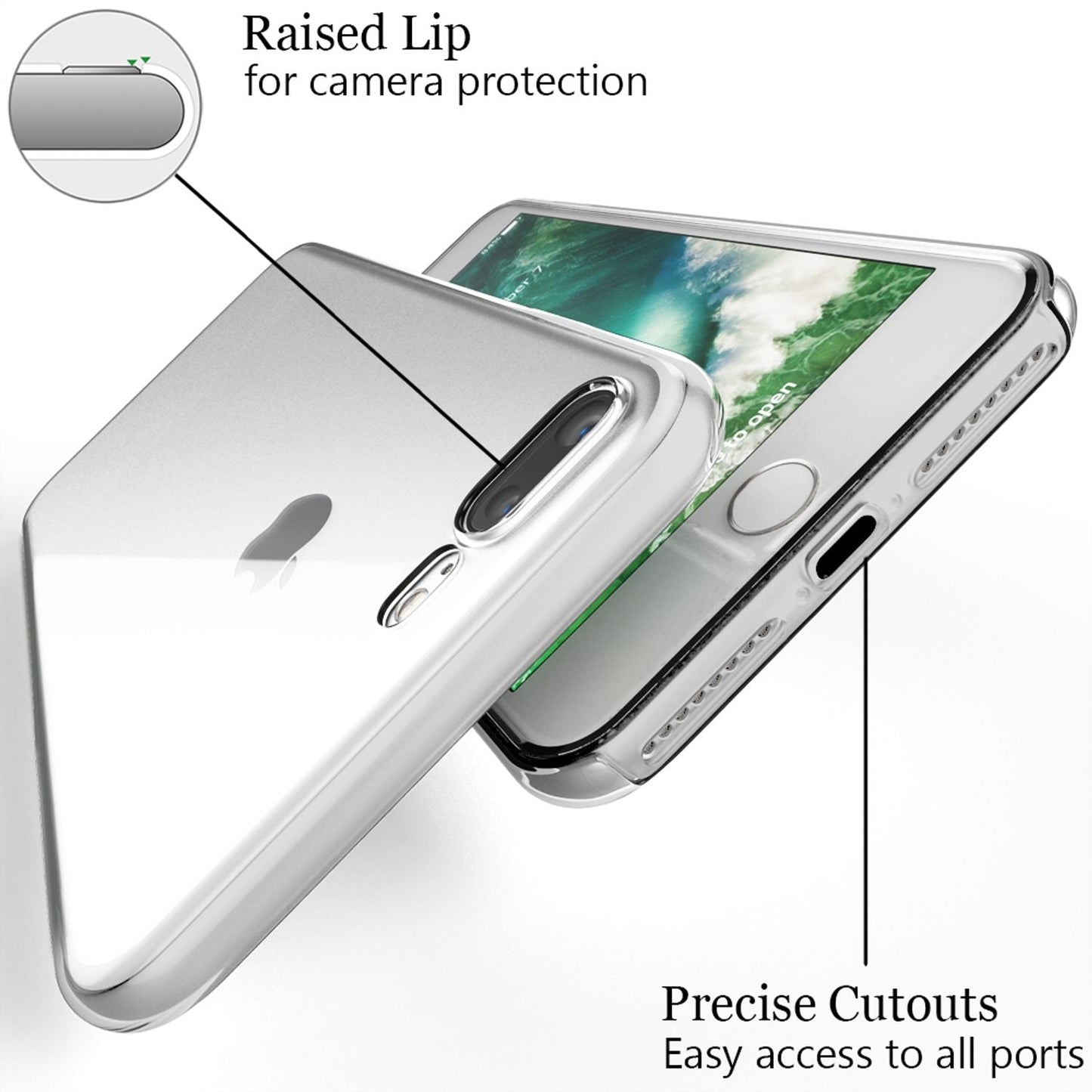 NALIA 360 Grad Handy Hülle für Apple iPhone 8 Plus / 7 Plus, Full Cover Case