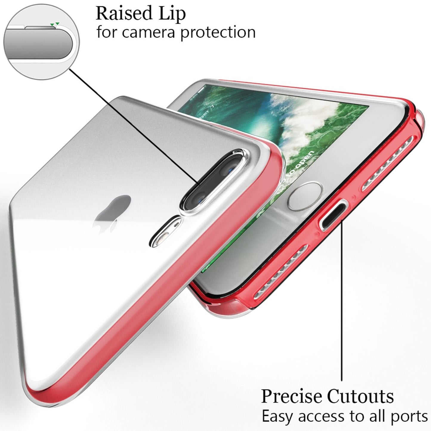 NALIA 360 Grad Handy Hülle für Apple iPhone 8 Plus / 7 Plus, Full Cover Case