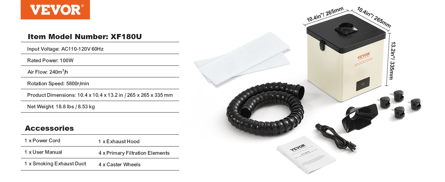 SucceBuy Lötrauchabsauger 3-Stufen-Filter Kompakt - 150W 332m3/h by Golden Bridge Store