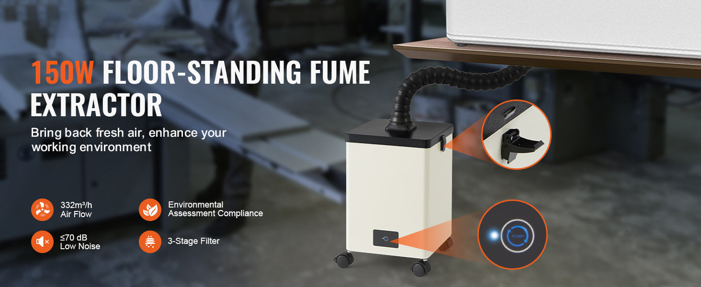 SucceBuy Lötrauchabsauger 3-Stufen-Filter Kompakt - 150W 332m3/h by Golden Bridge Store