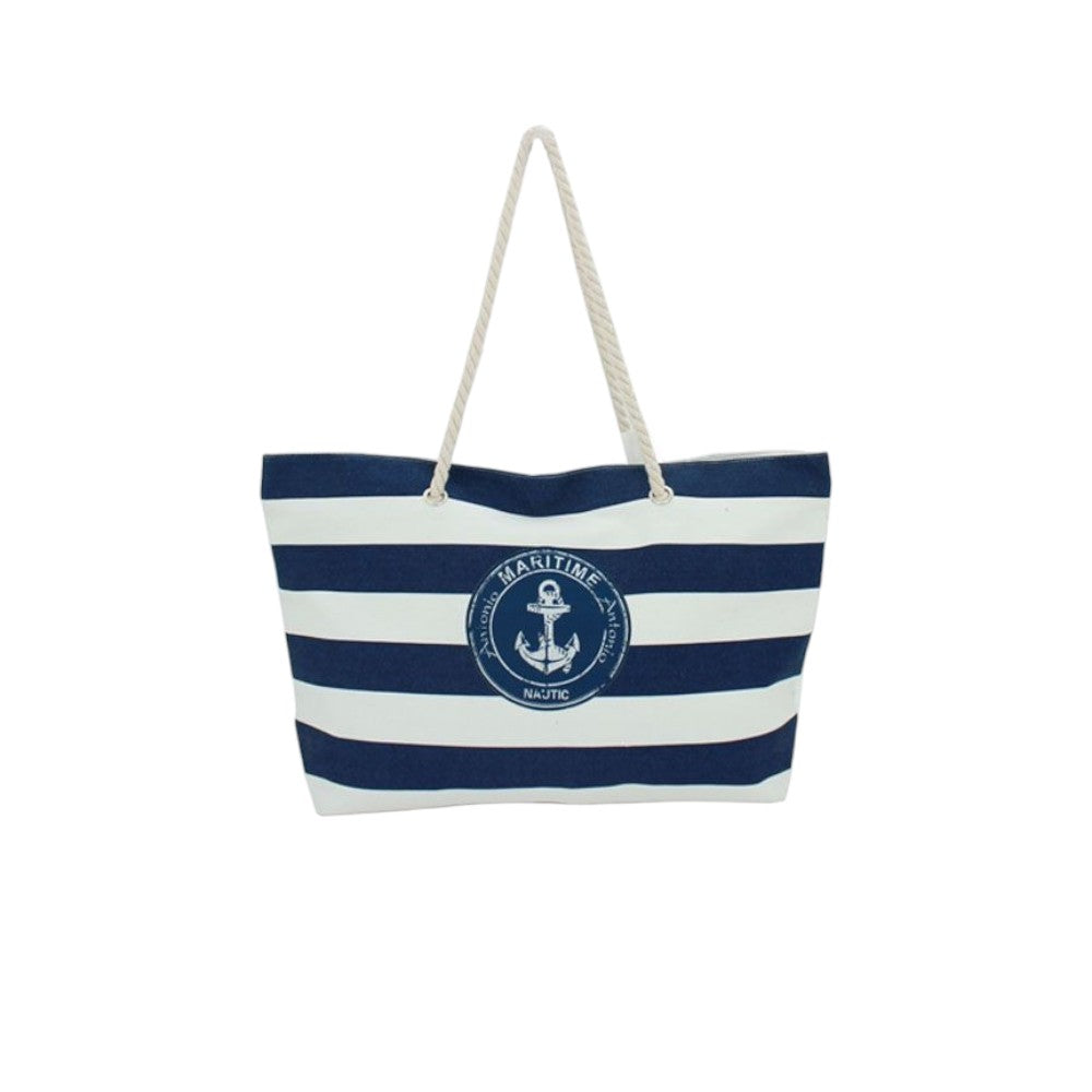 Maritime Strandtasche Große Kapazität - Maße 66 x 40 cm, Reißverschluss